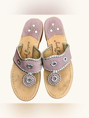 Jack Rogers Navajo Leather Sandals lavender/pink Silver Sz 8 Boho Preppy Summer